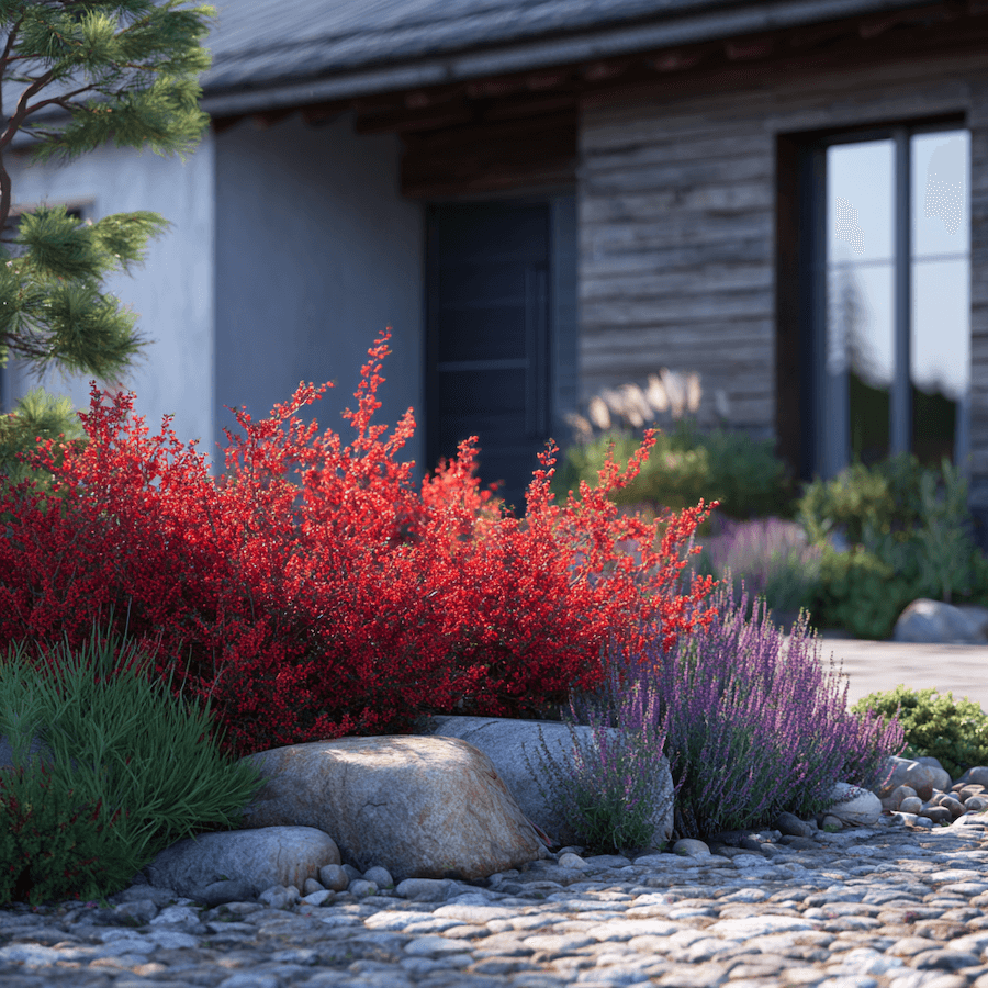 Berberys w ogrodach wśród kamieni i bylin