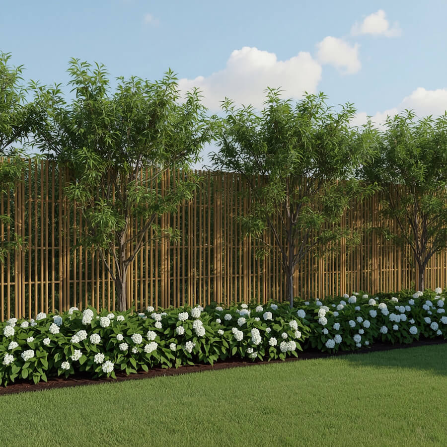 Ekran z plecionych bambusów i kaliny