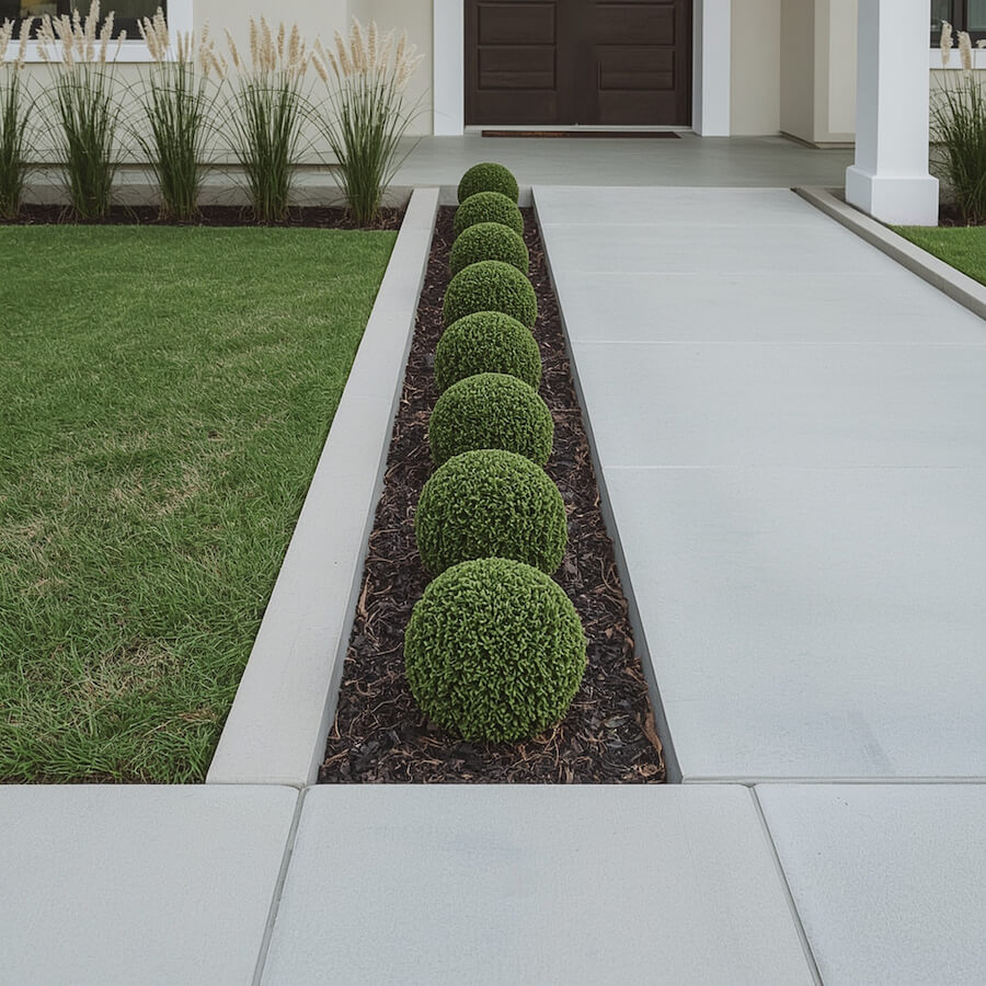 Geometryczne kontrasty z betonowymi obrzeżami