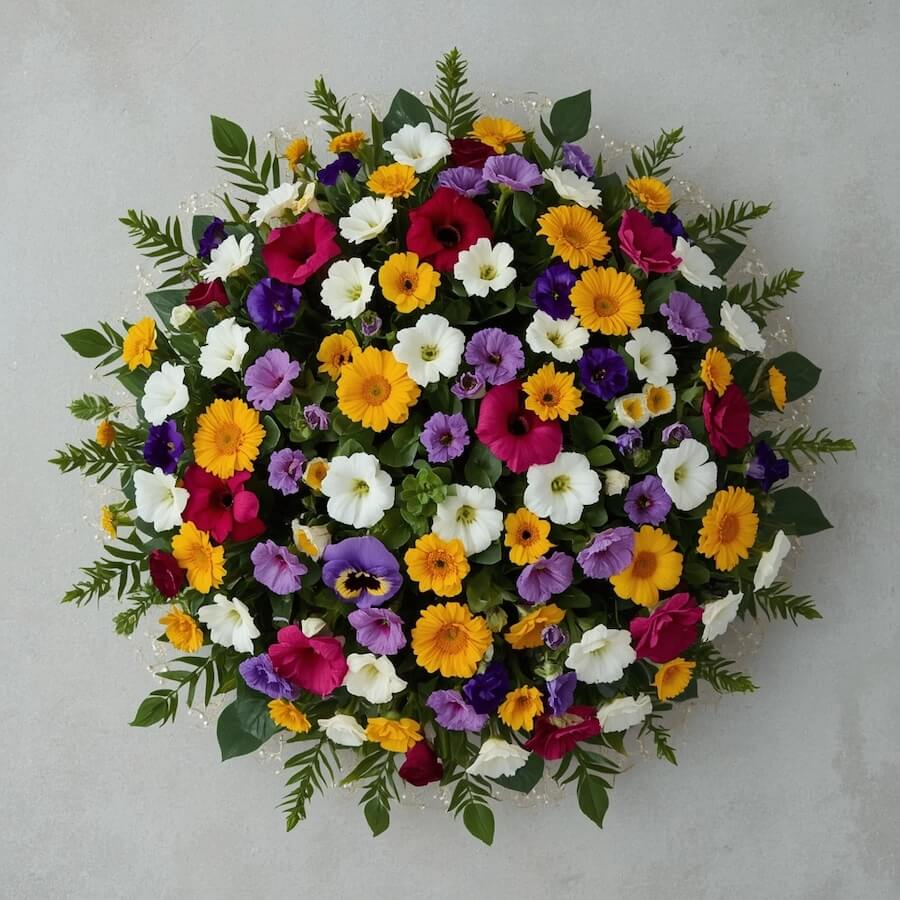 Kompozycja bratków z pierwiosnkami