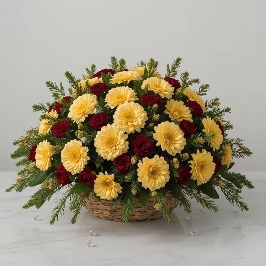 Kompozycja chryzantem i goździków