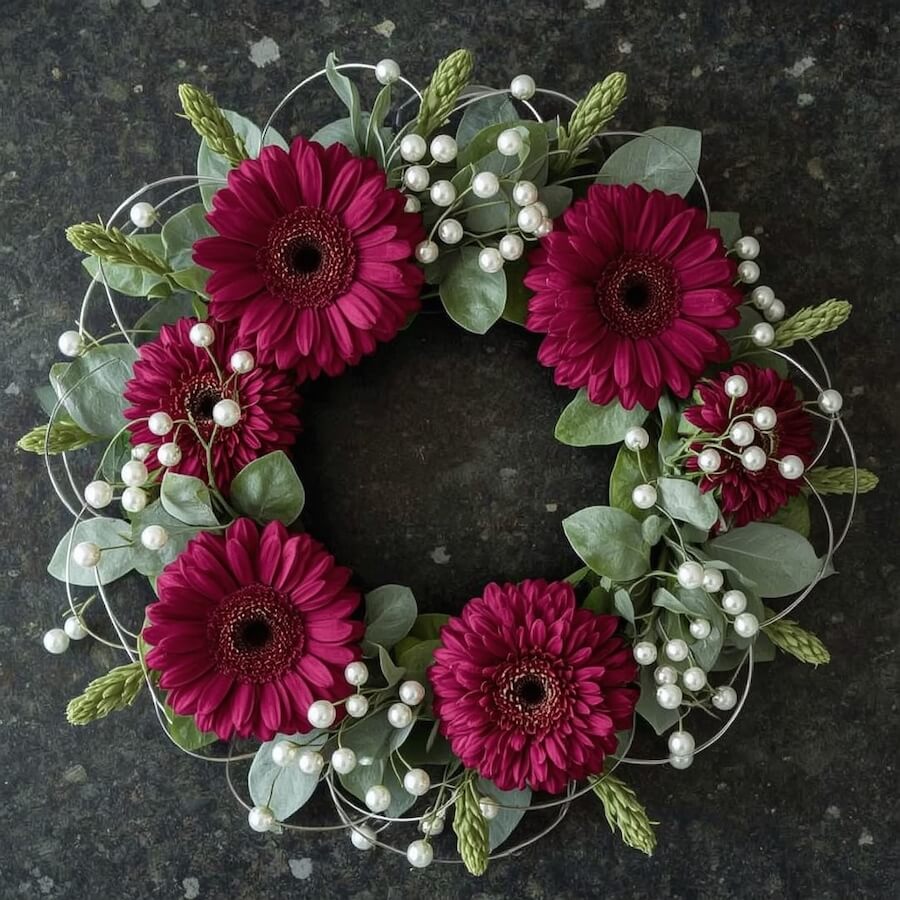 Kompozycja tulipanów z ruscusem