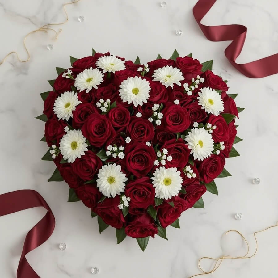 Kompozycja róż i chryzantem