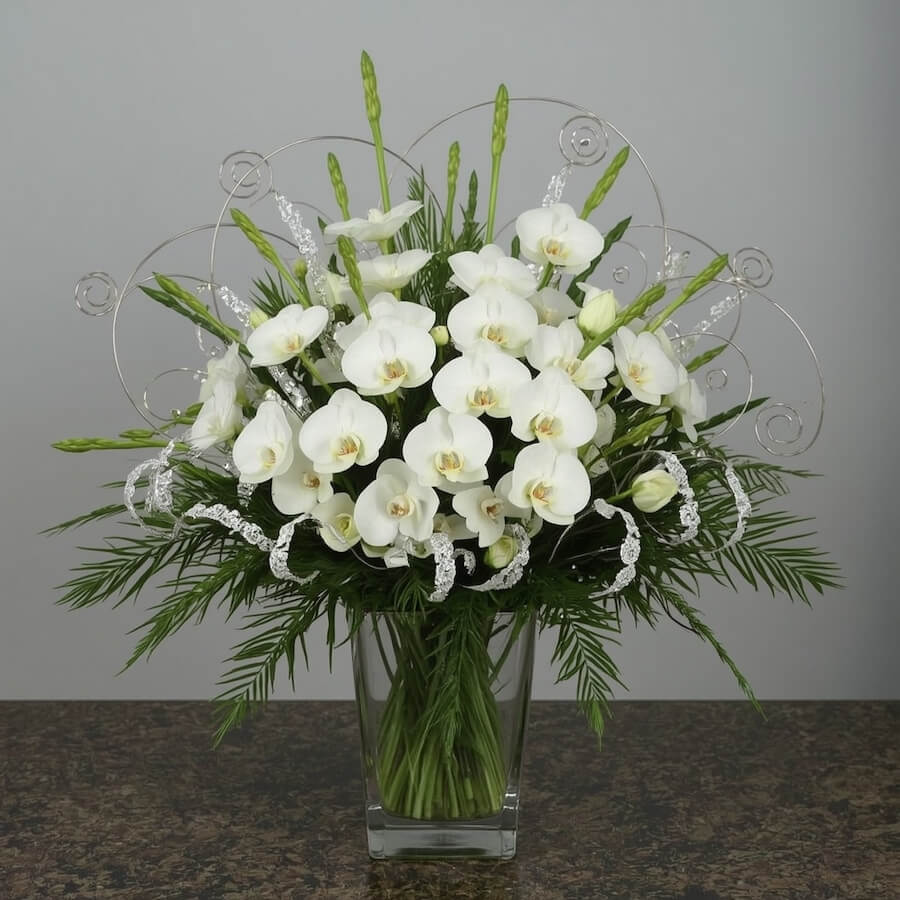 Kompozycja storczyki i asparagus