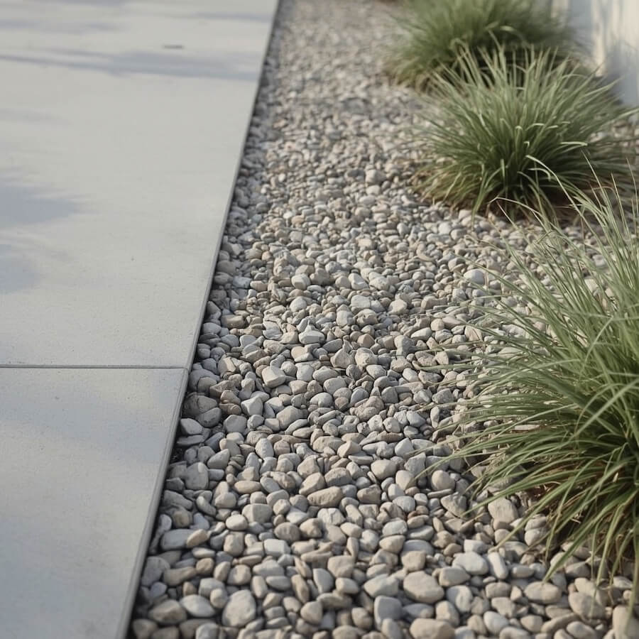 Żwirowa rabata przy ścieżce