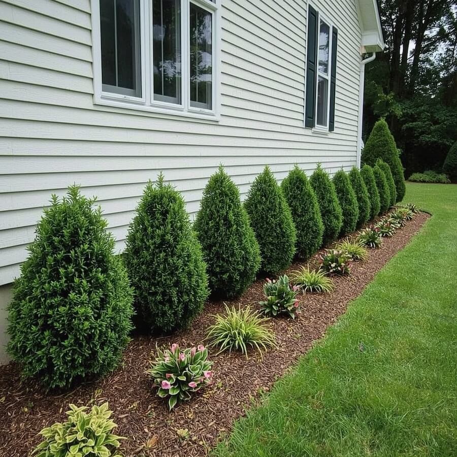 Minimalistyczna rabata żwirowa z kępami traw