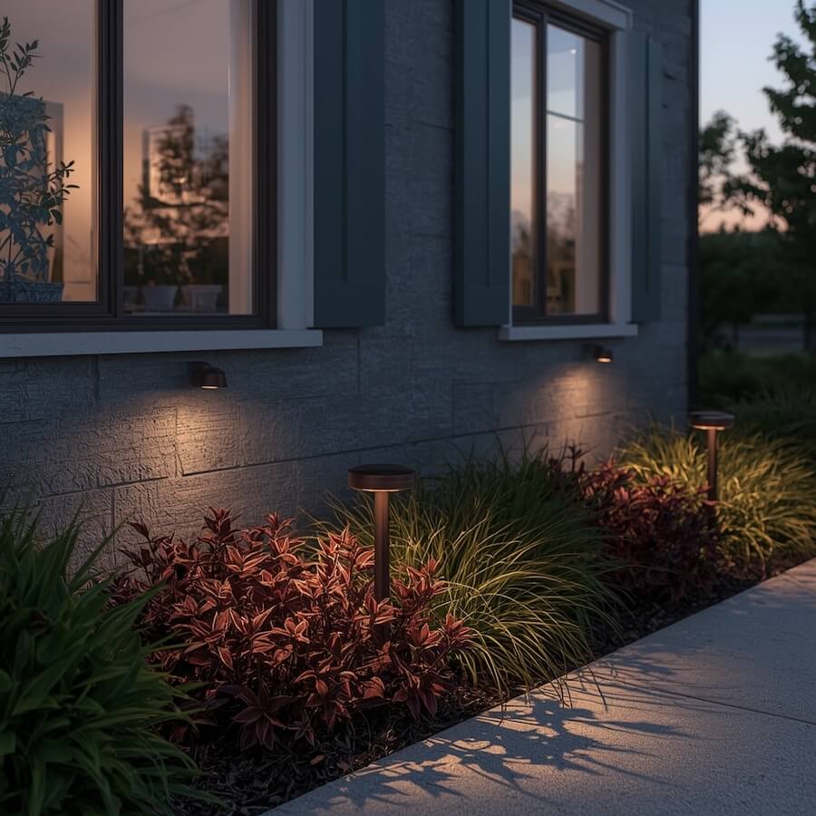 Niska rabata podokienna z oświetleniem