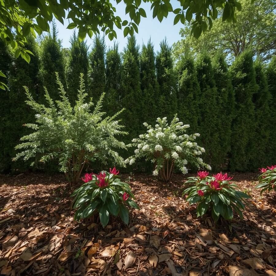 Kwaśnolubne krzewy w cieniu: skimmia, pieris, różanecznik