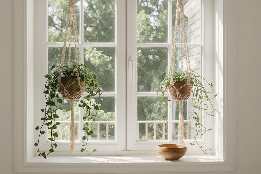 Makramowe osłonki i pnącza