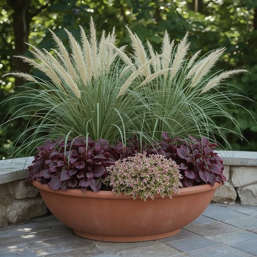 Leśna mgiełka do cienia w połączeniu z hakonechloą i żurawką