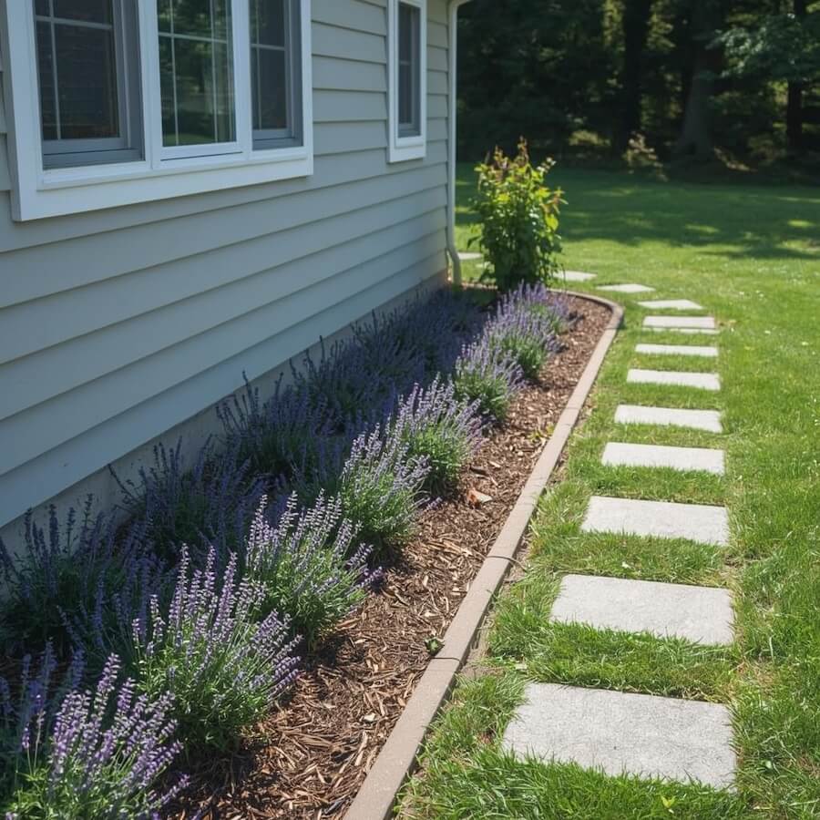 Rabata „wzdłuż ścieżki” z roślinami obwódkowymi