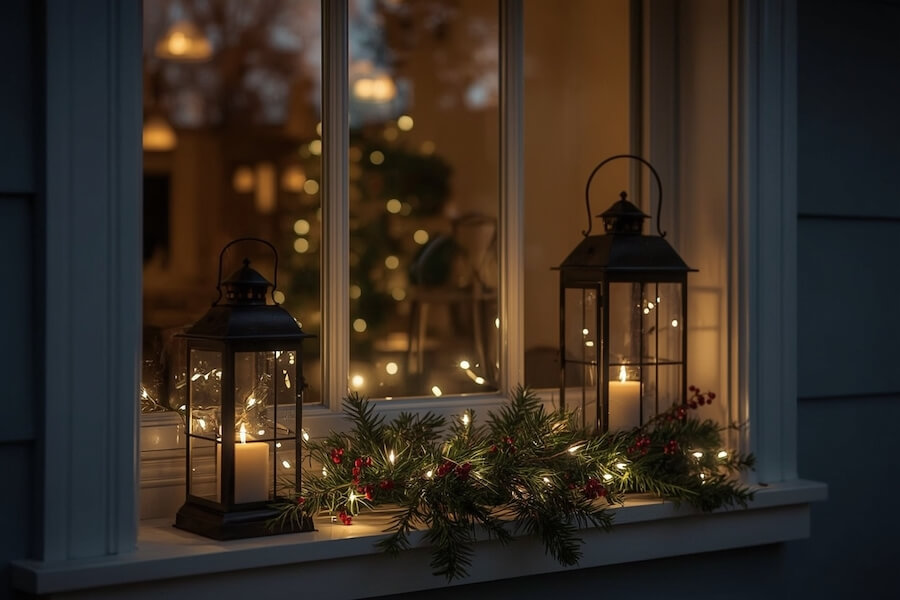 Lampki LED z jarzębiną