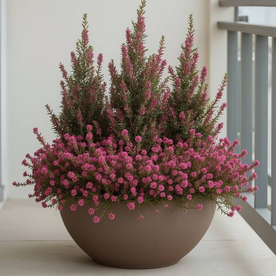 Trio wrzosów w jednej donicy