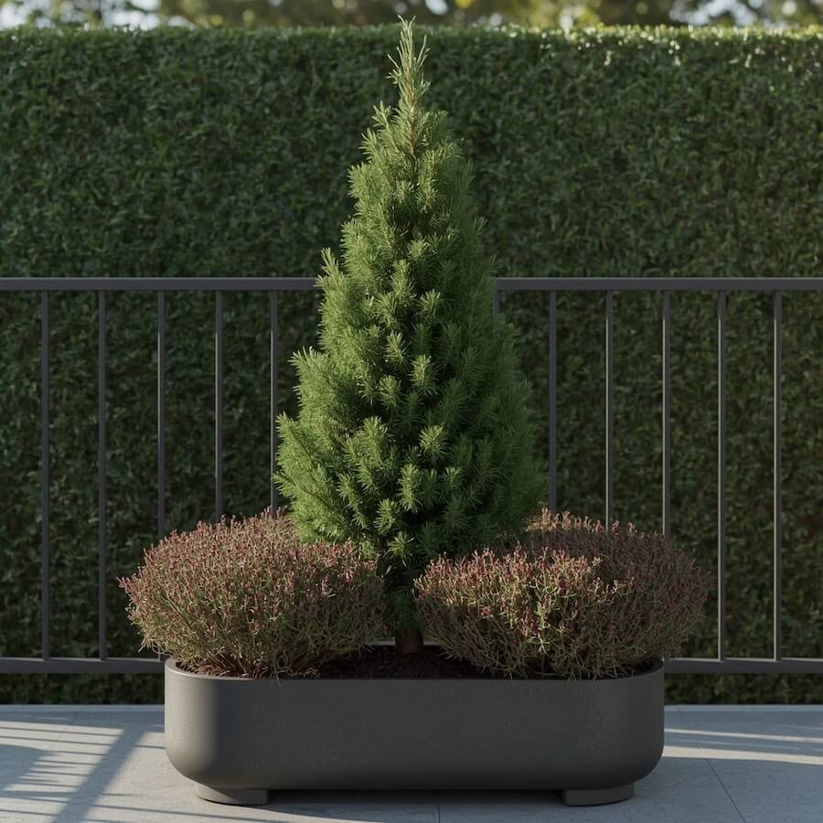 Wrzos w połączeniu z mini iglakami