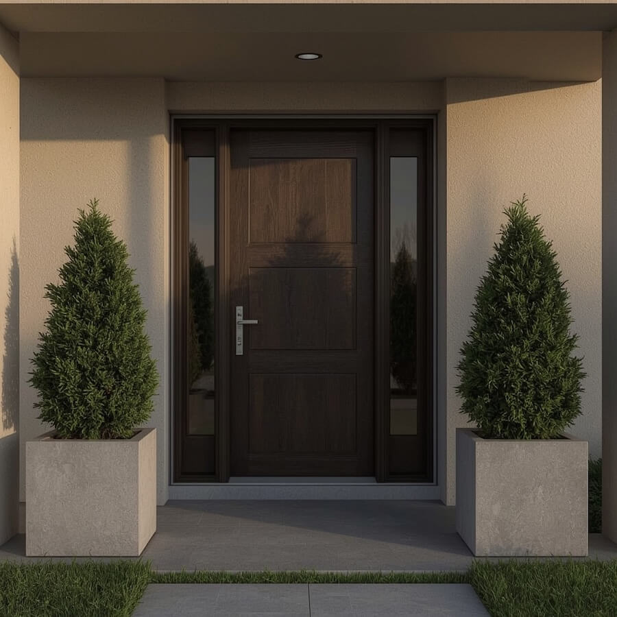 Donice betonowe na wejściu do domu