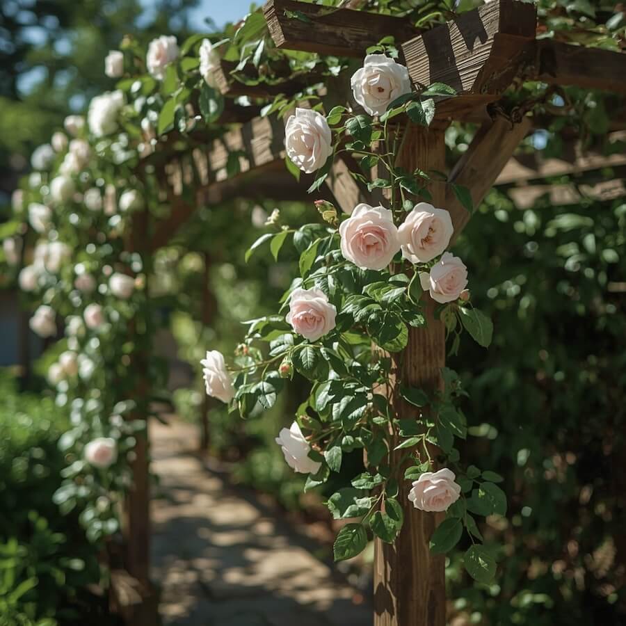 Pergola porośnięta różami pnącymi