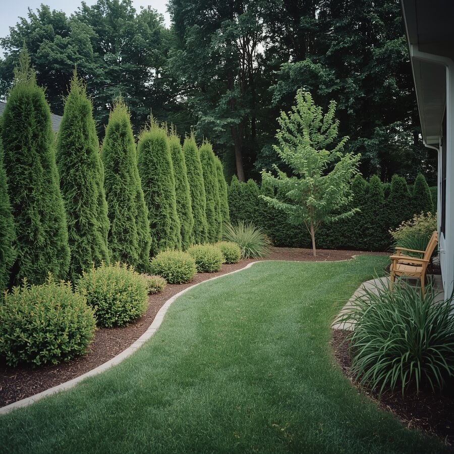 Żywopłot z tui za domem