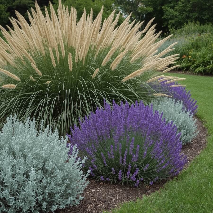 Trawa pampasowa z szałwią omszoną