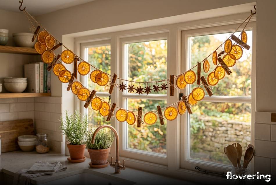 Kuchenna girlanda z suszonych pomarańczy i cynamonu