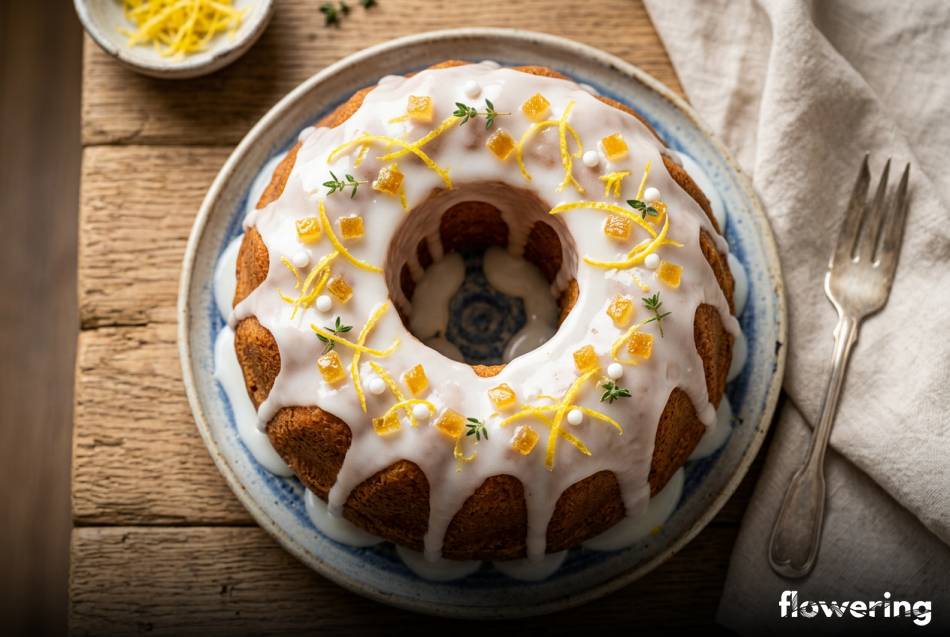 Babka wielkanocna z lukrem cytrynowym i kandyzowaną skórką pomarańczową