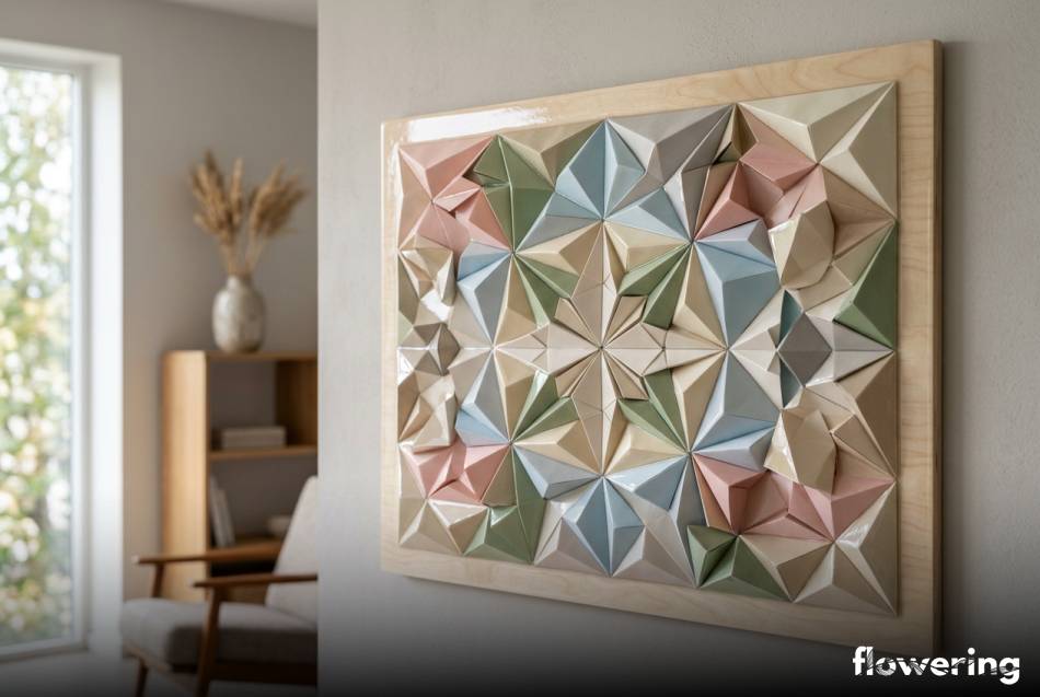 Geometryczny ażur papierowy 3d z żywicy na ścianie