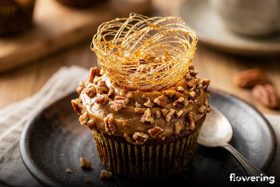 Muffinka z kremem toffi orzechami pekan i karmelowym gniazdkiem