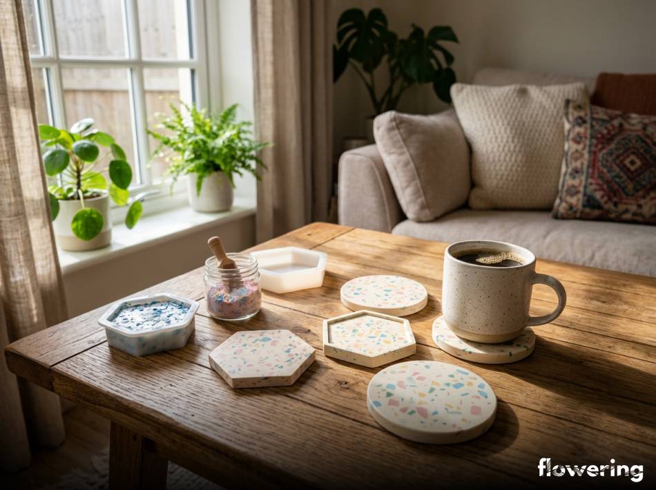 Recznie robione podstawki pod kubki z gipsu polimerowego