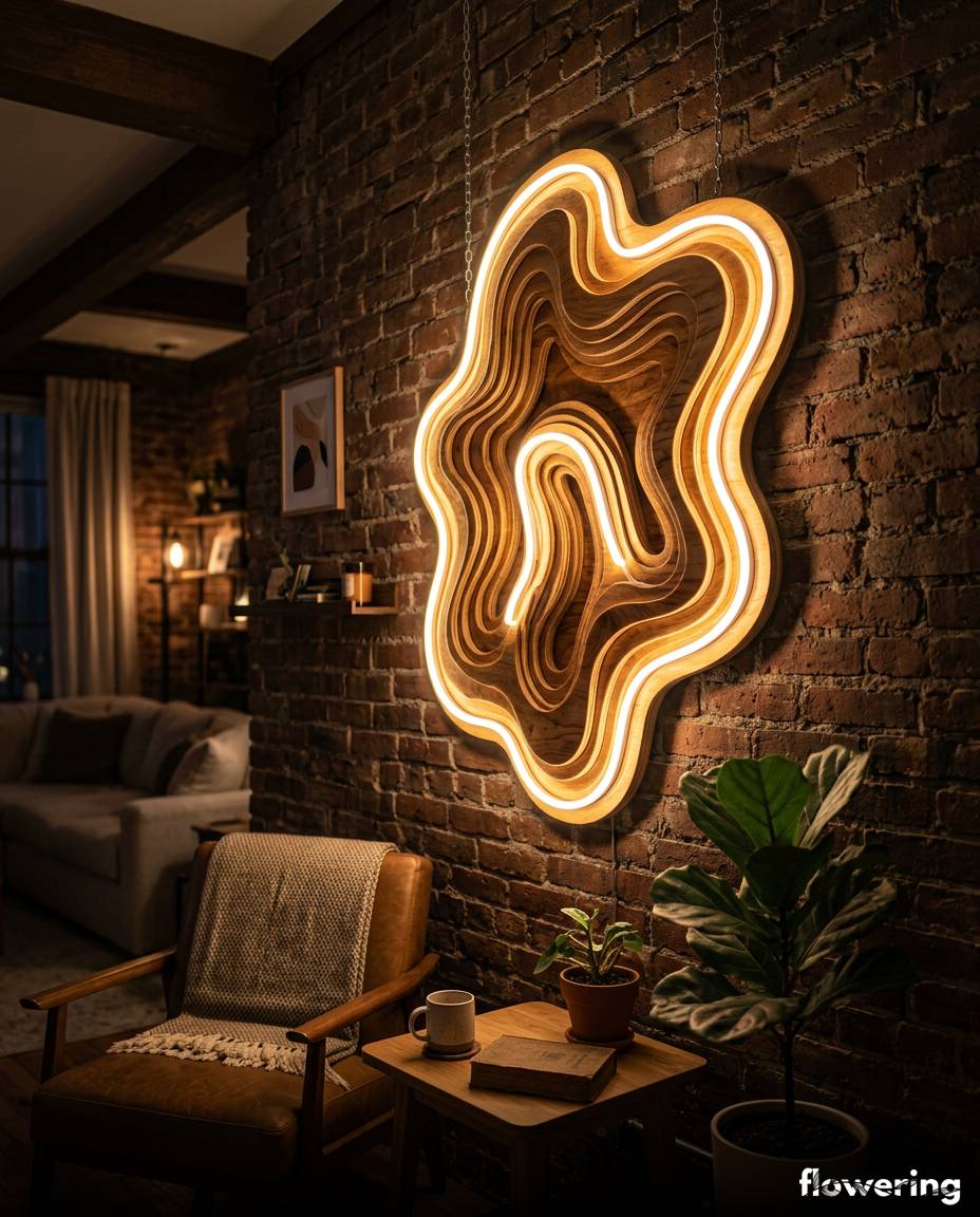 Podświetlany profilowany szyld 3D ze sklejki i neonu LED