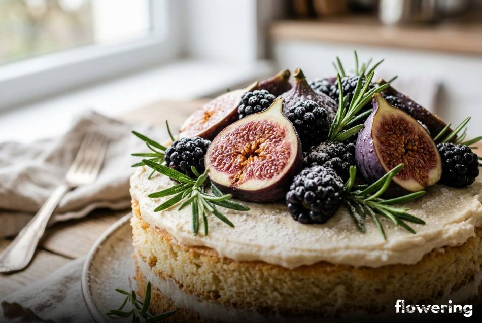 Rustykalna dekoracja tortu naked cake z figami i jeżynami