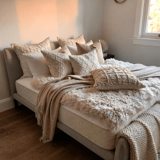 Łóżko z materacem nawierzchniowym