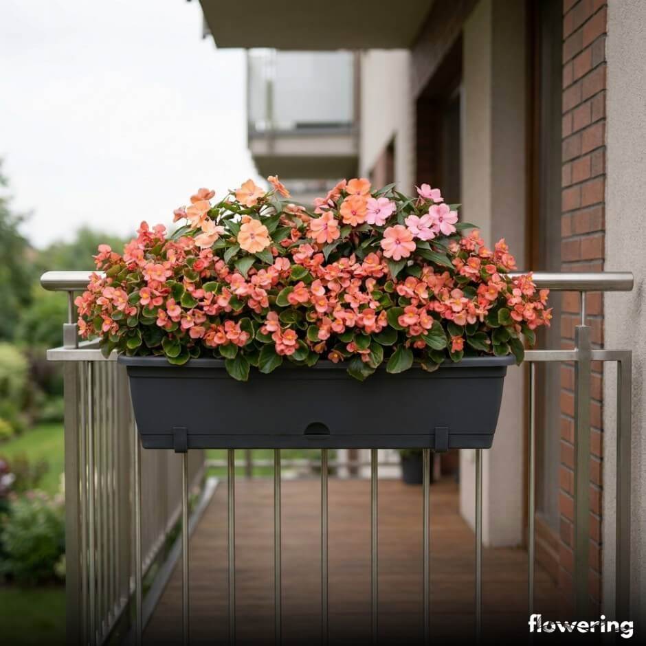 Łososiowa begonia z niecierpkiem nowogwinejskim