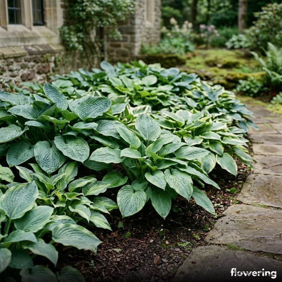 Funkia (Hosta) w cienistej rabacie