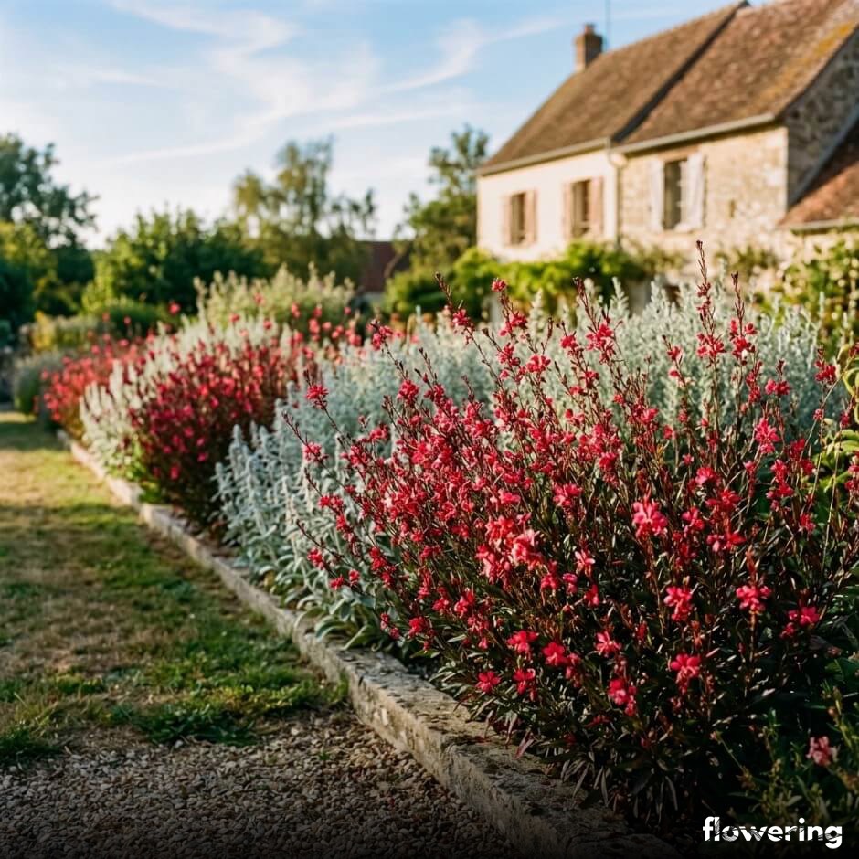Czerwona gaura Gaudi Red na srebrnym tle