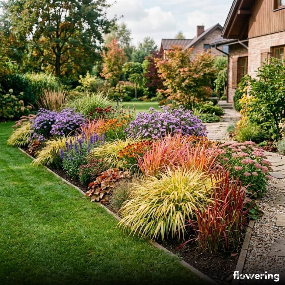 Hakonechloa Naomi w złoto-bordowych barwach