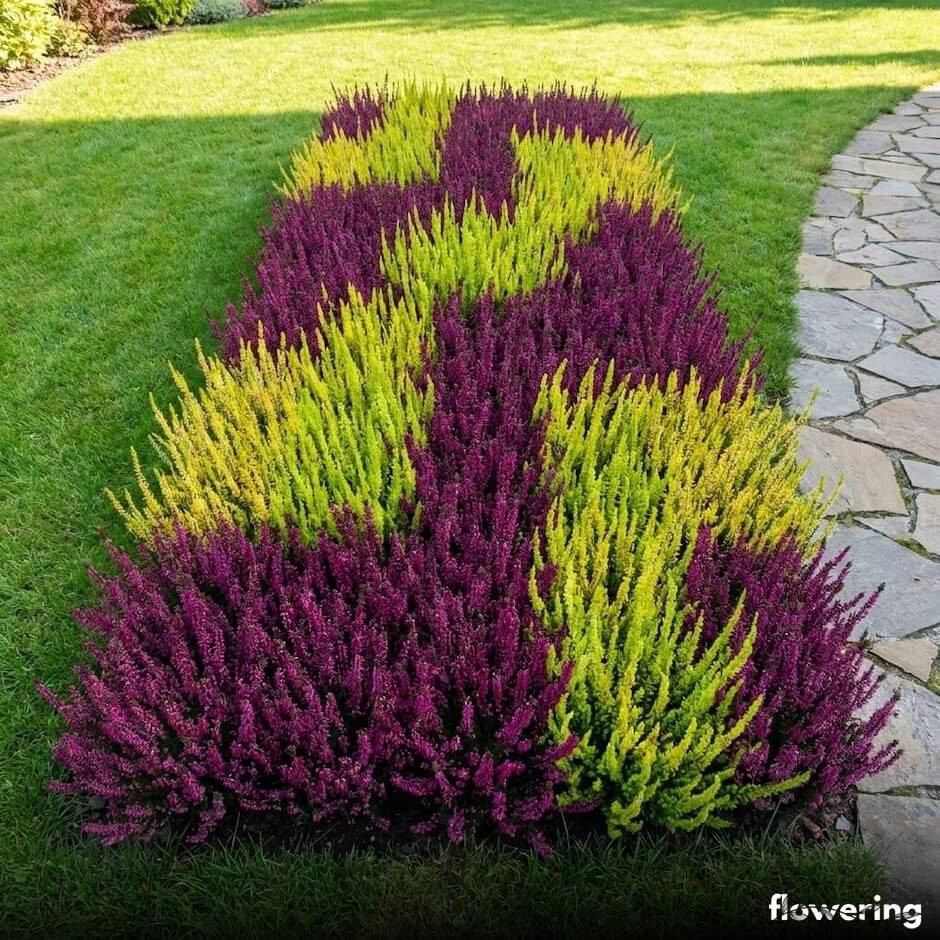 Purpurowe wrzosy z limonkowymi odmianami