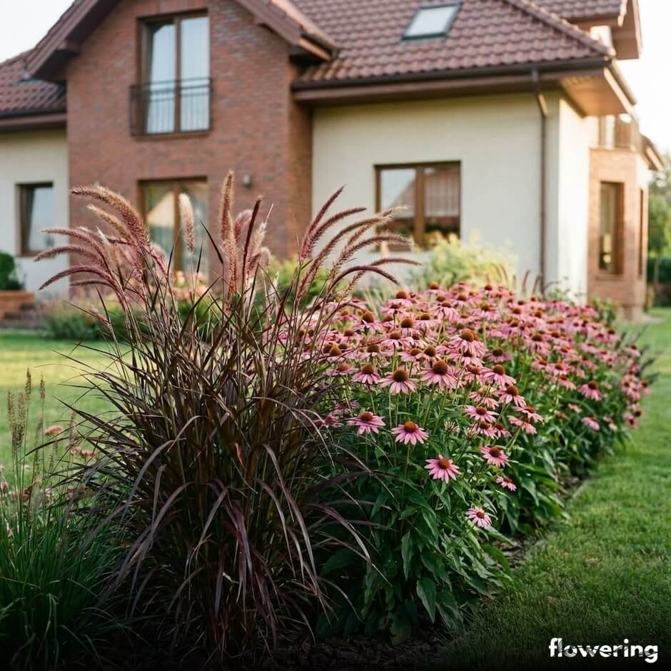 Rozplenica Rubrum z jeżówką przy domu