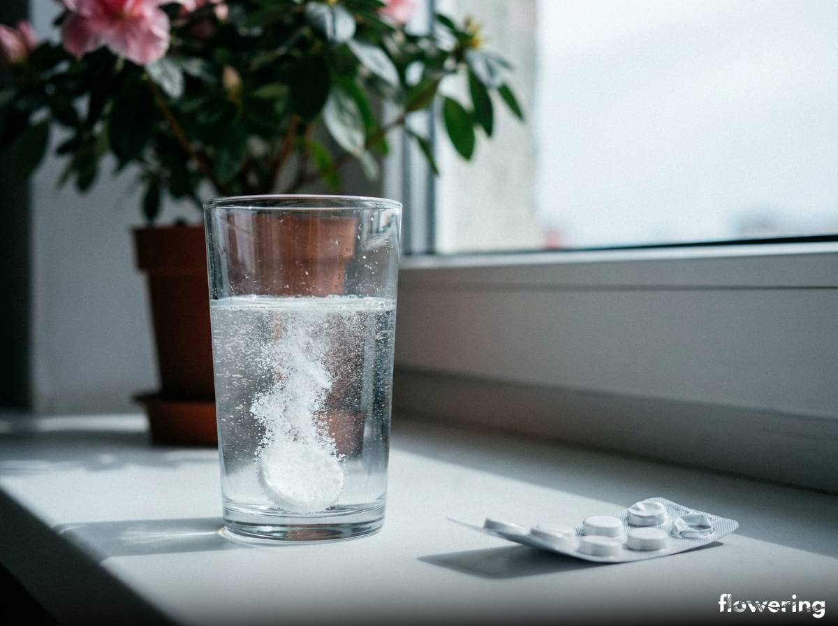 Tabletka aspiryny rozpuszczana w wodzie do podlewania azalii