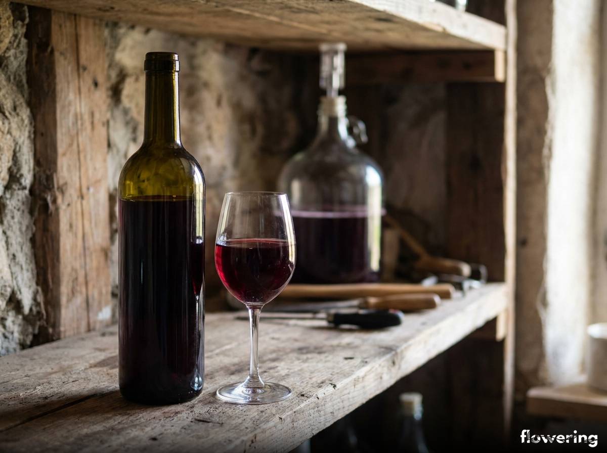 Domowe wino z owoców kaliny koralowej w butelce i kieliszku